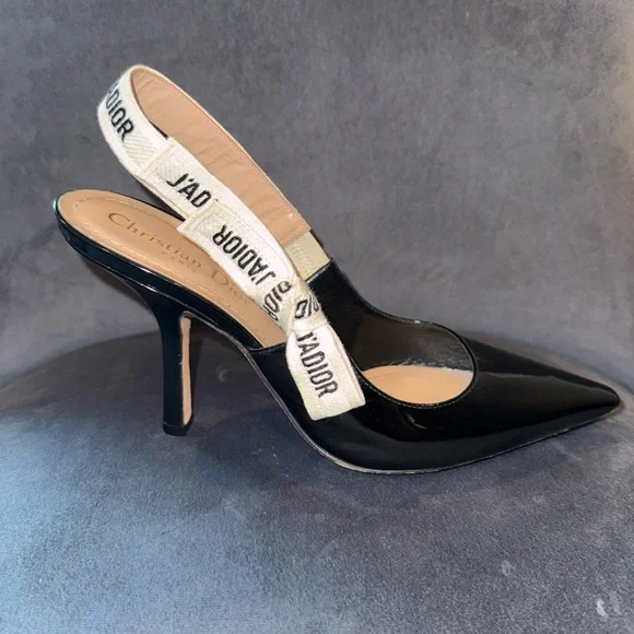 Dior J'Adior Black Slingback Heels Size 37 - Picture 4 of 8